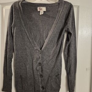 So Women's Gray Cardigan Sweater